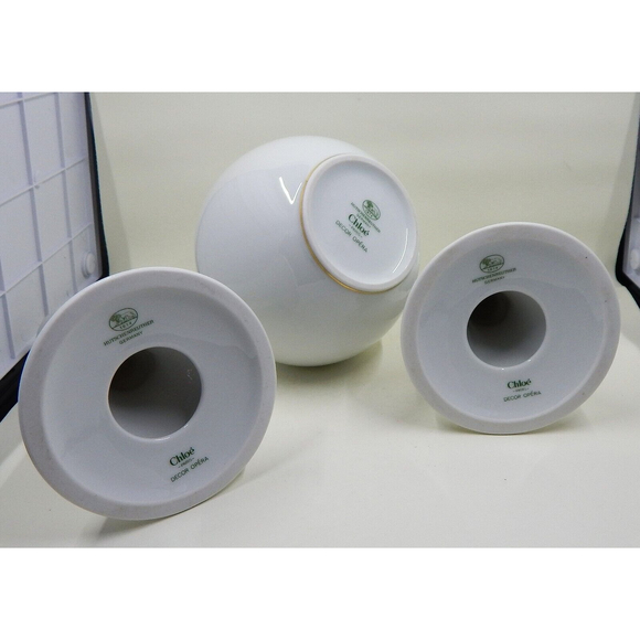 Chloe Paris Decor Opera Porcelain Candlestick Holders and Vase Set Germany - Picture 6 of 11